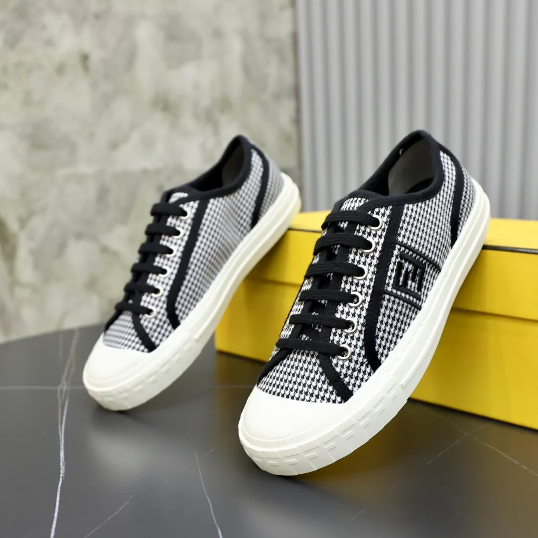 Men's men's shoes 💰380 [New style] 🍿🍿Fendi 👫Couple style low-top canvas shoes, Fendi 2024 spring and summer new lace-up canvas shoes, upper FF jacquard fabric, decorated with same-color satin trim, soles FF engraved decoration, soft elastic foot feel, perfect foot comfort! Size: 35-40 Male 38-45